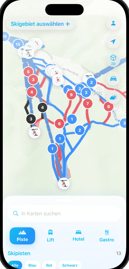 Skimap App — 3D-Karte mit Pisten und Filtern